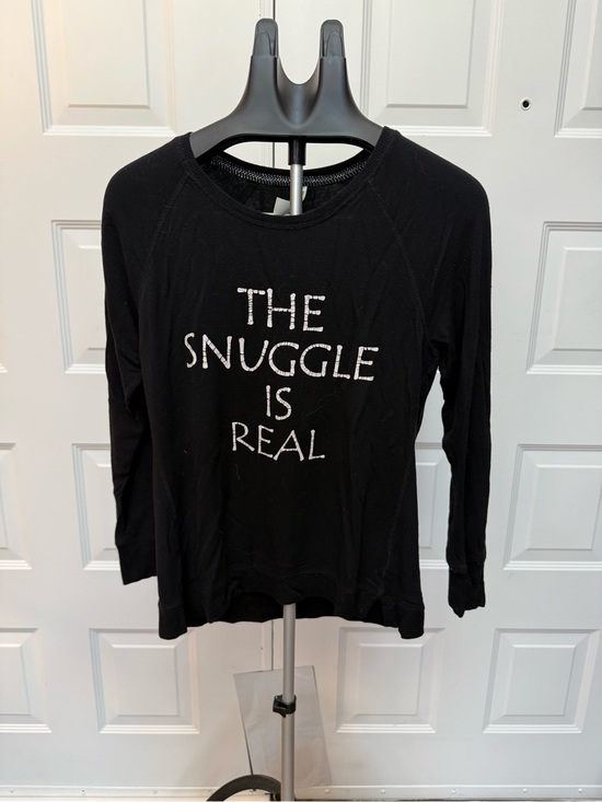 GreenTea Tops - GreenTea Black Long-Sleeve 'The Snuggle Is Real' Graphic Tee